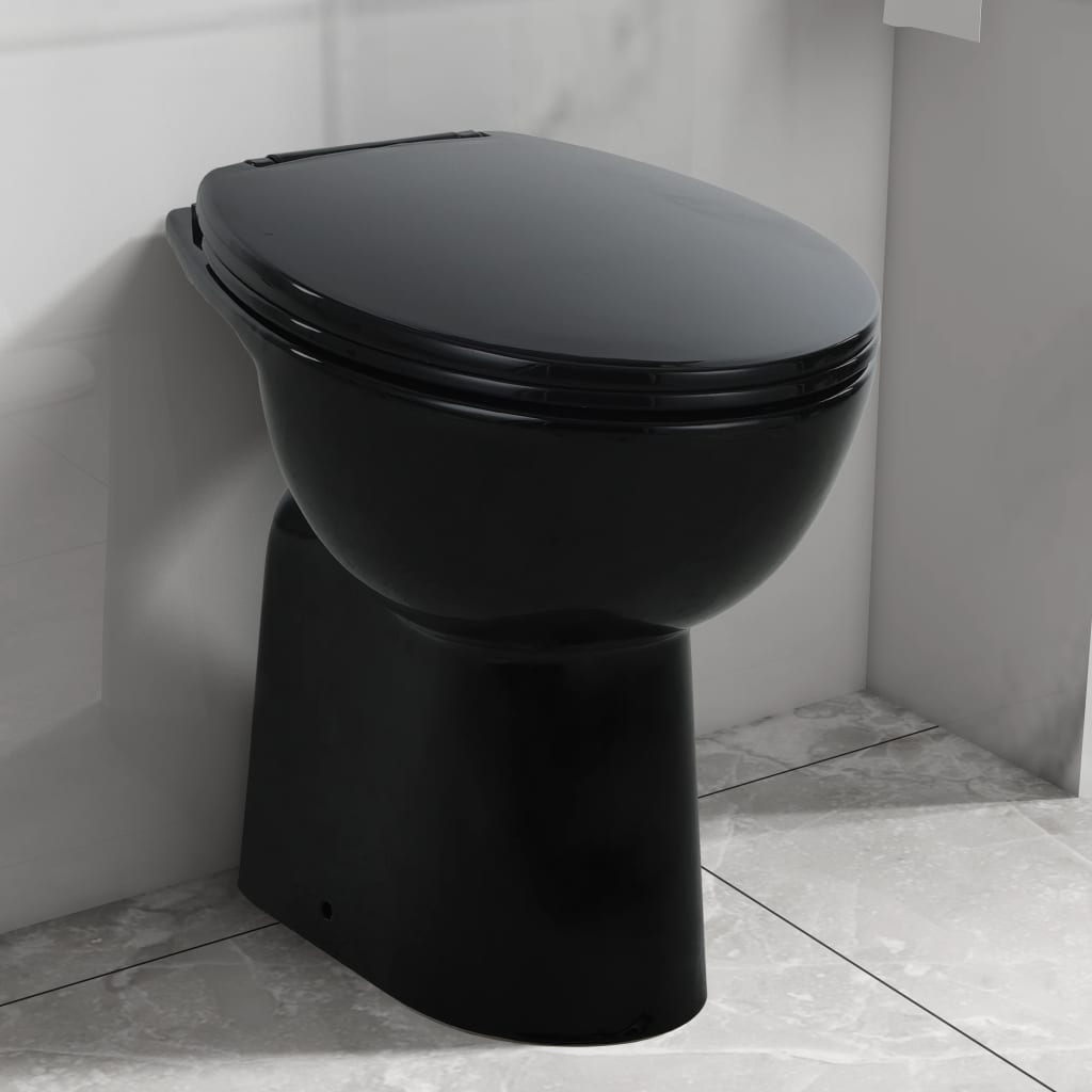 Vidaxl toilet verhoogd 7 cm soft-close randloos keramiek zwart