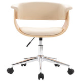 Vidaxl eetkamerstoelen draaibaar 2 st kunstleer crèmekleurig