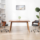 Vidaxl eetkamerstoelen draaibaar 2 st gebogen hout en kunstleer zwart