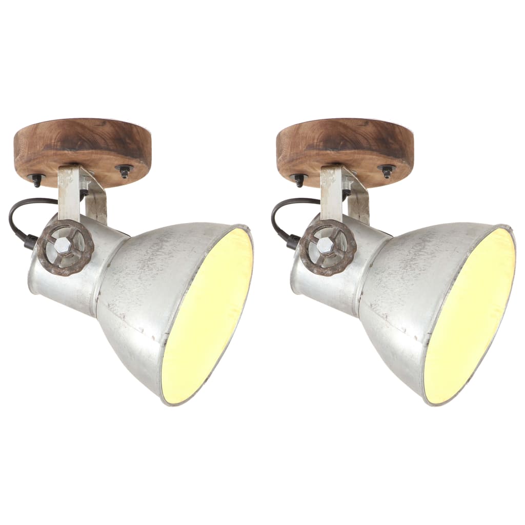 Vidaxl Wall loftslamper Industriel 2 st e27 20x25 cm sølvfarvet