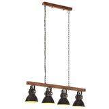 VidaXL plafonnier industriel E27 bois de manguier noir