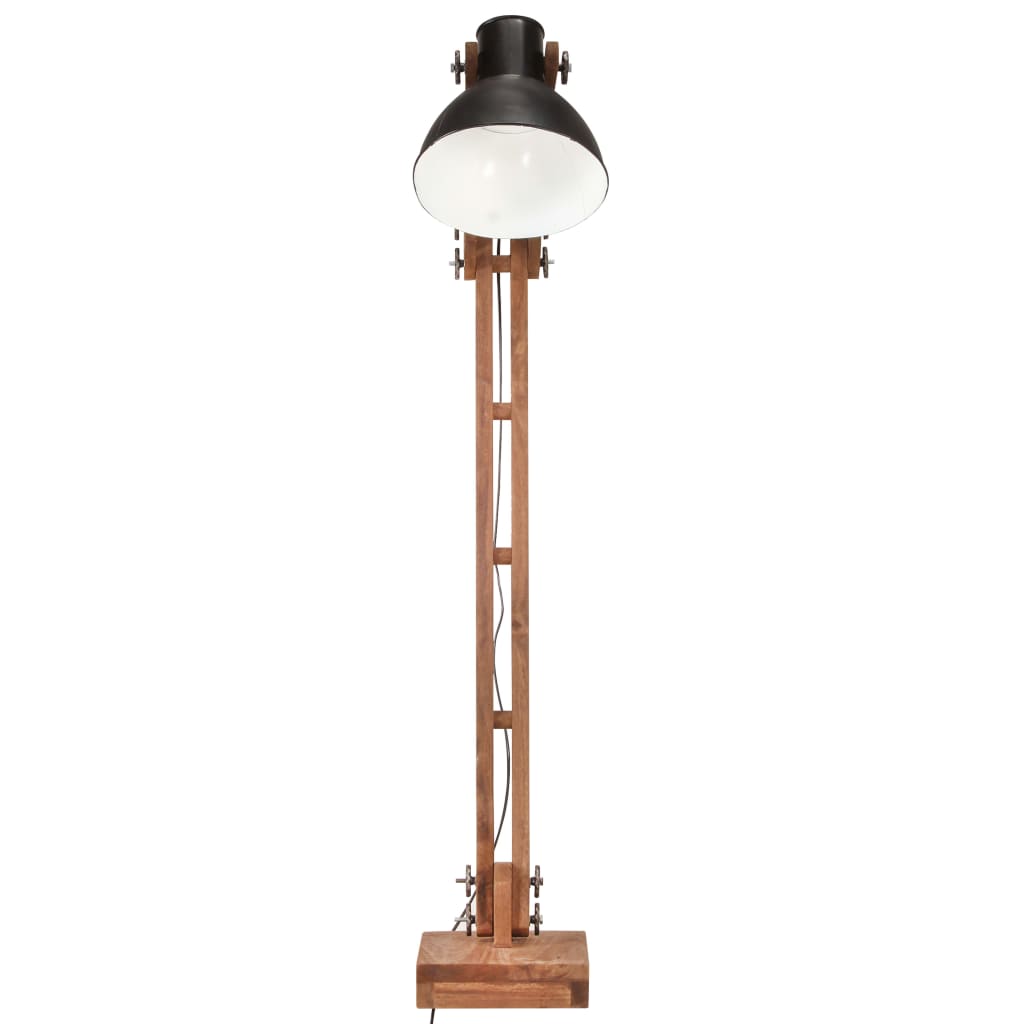 Vidaxl Floor Lamp E27 Solid Mango Wood Black