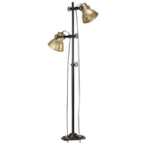 VidaXL Lampadaire avec 2 abat-jour E27 en fonte couleur laiton