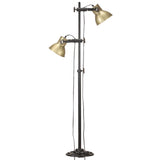 VidaXL Lampadaire avec 2 abat-jour E27 en fonte couleur laiton