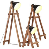 VidaXL lampadaires 3 pcs E27 bois de manguier massif noir