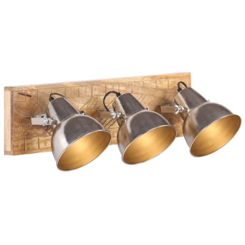 Vidaxx applique industrielle E27 70x23 cm bois de manguier argenté