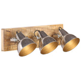 Vidaxx applique industrielle E27 70x23 cm bois de manguier argenté