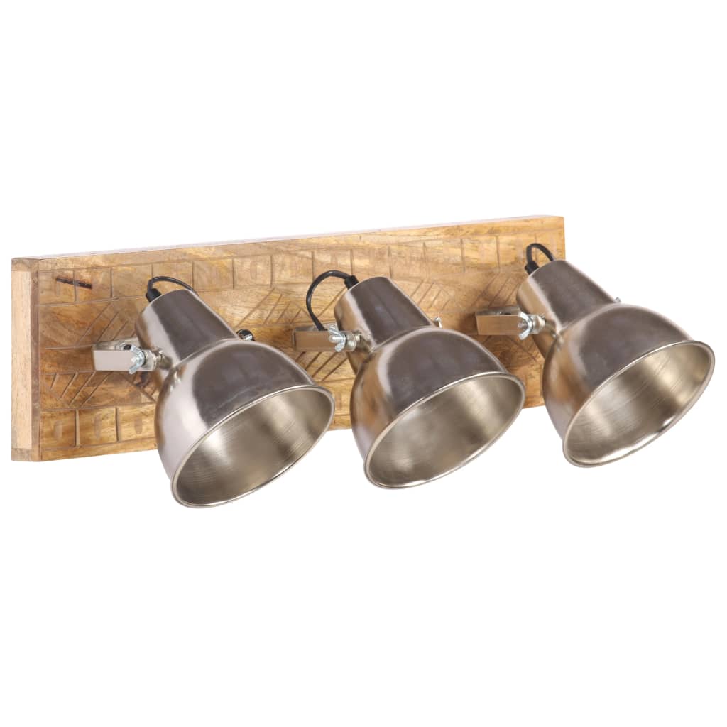 Vidaxx applique industrielle E27 70x23 cm bois de manguier argenté