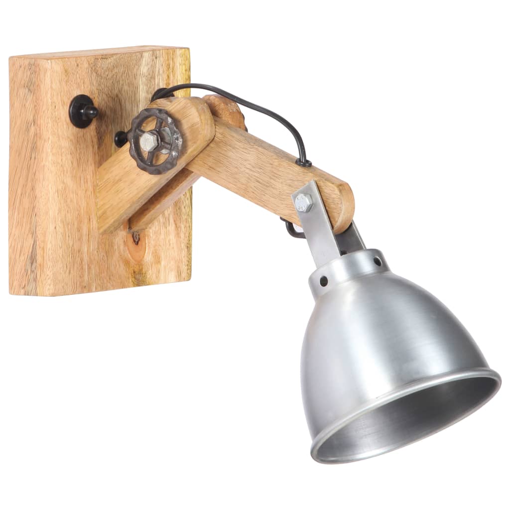VidaXL applique E27 en bois de manguier massif et fer argenté