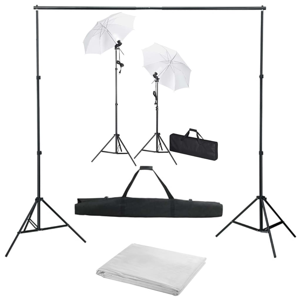 Vidaxl Photo Studio Set con sfondo, lampade e ombrelli