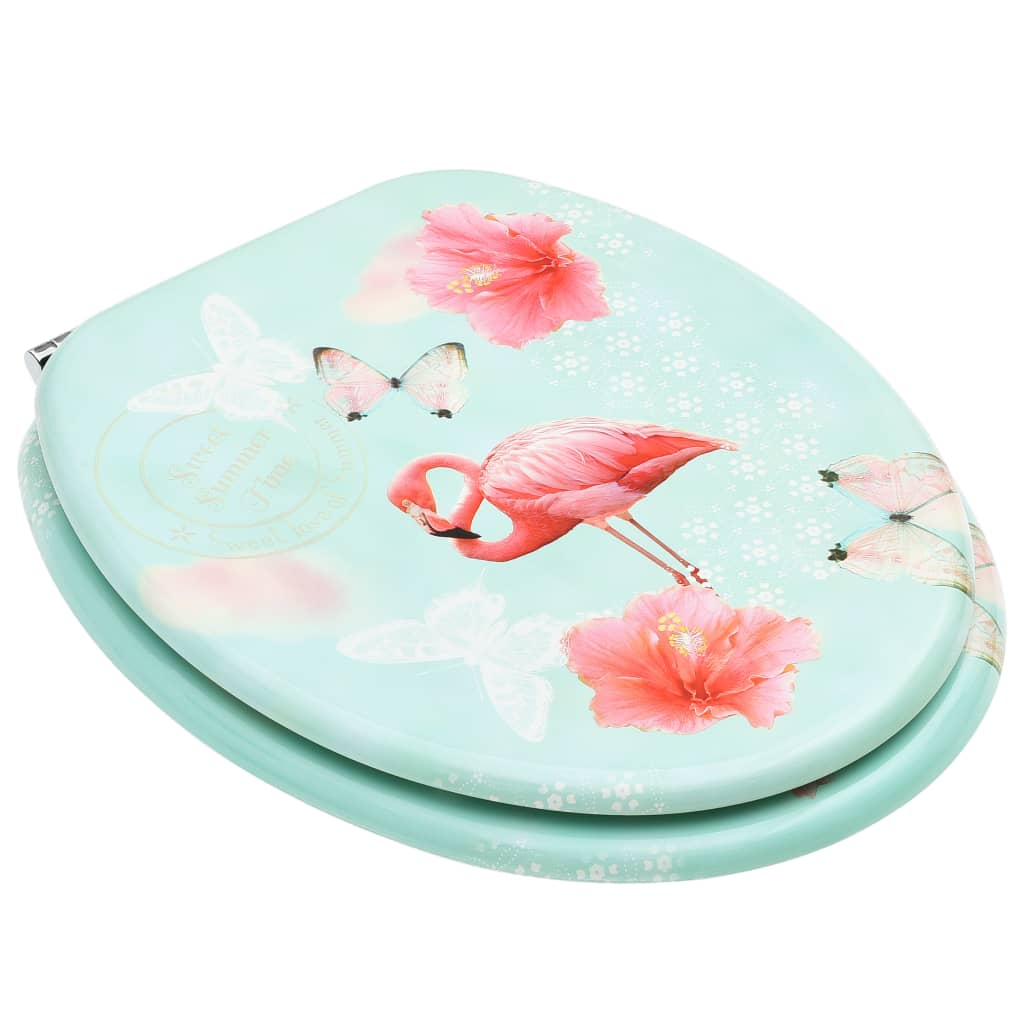 Vidaxl Toilette Sëtz mam Lid Flamingo MDF