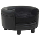 Vidaxl Dog Bank 48x48x32 cm en peluche et en cuir artificiel noir