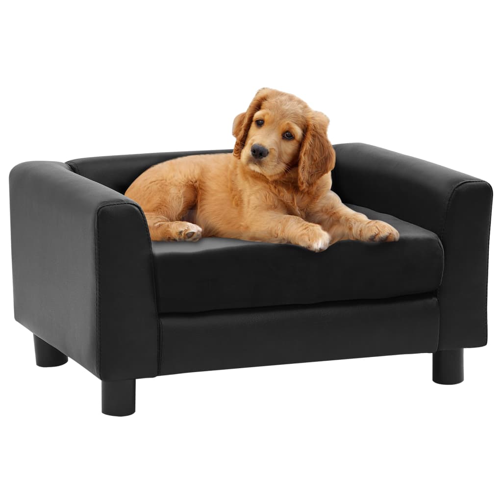 Vidaxl Dog Bank 60x43x30 cm en peluche et en cuir artificiel noir