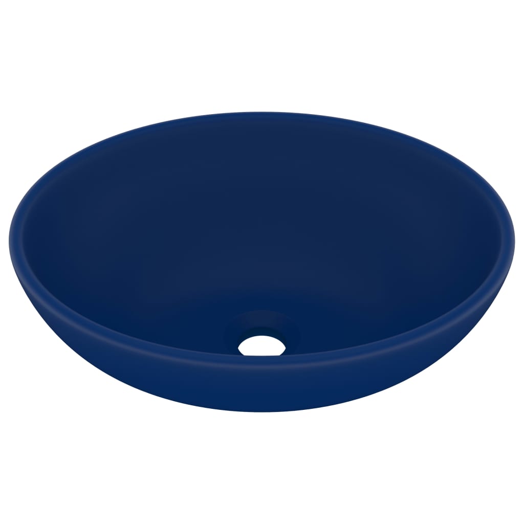 Vidaxl lavabo ovale 40x33 cm Ceramic Matt Bleu foncé