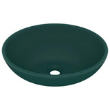 Vidaxl lavabo ovale 40x33 cm en céramique Matt vert foncé