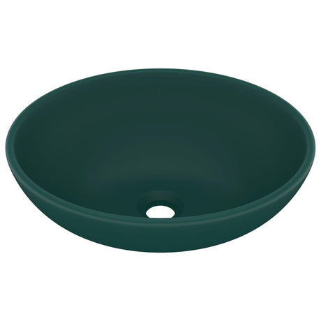 Vidaxl lavabo ovale 40x33 cm en céramique Matt vert foncé
