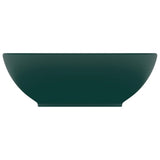 Vidaxl Washbasin Oval 40x33 cm keramisk matt mørkegrønn