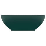 Vidaxl lavabo ovale 40x33 cm en céramique Matt vert foncé
