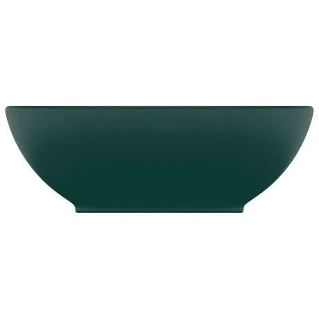 Vidaxl lavabo ovale 40x33 cm en céramique Matt vert foncé