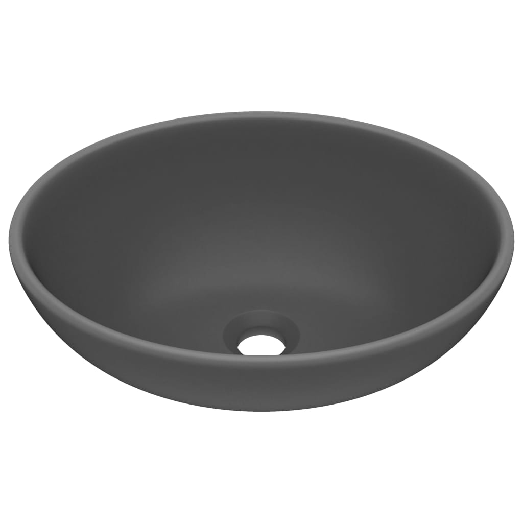 Vidaxl Washbasin Oval 40x33 cm keramisk matem mørk grå