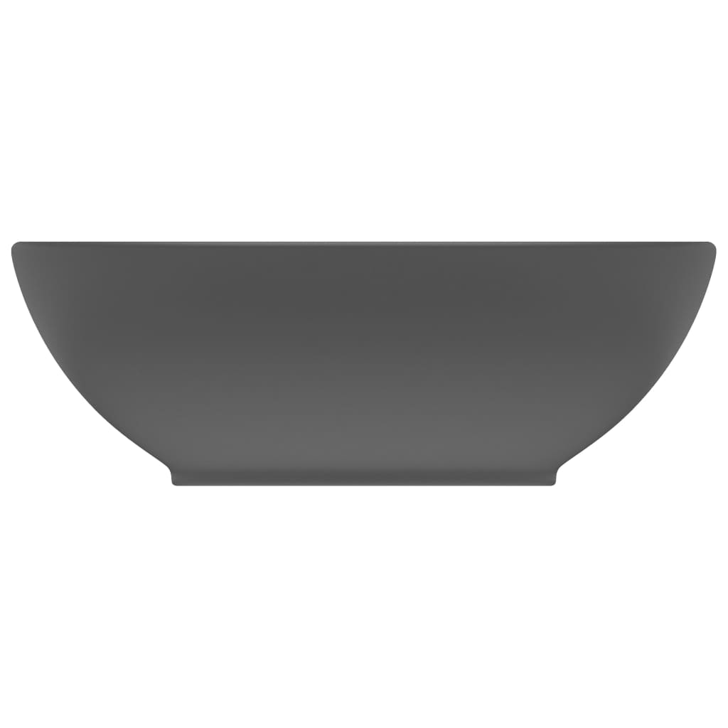 Vidaxl Washbasin Oval 40x33 cm keramisk matem mørk grå