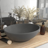 Vidaxl lavabo ovale 40x33 cm en céramique gris foncé