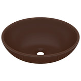 Vidaxl lavabo ovale 40x33 cm en céramique marron foncé