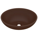 Vidaxl Washbasin Oval 40x33 cm keramikk Matt mørkebrun