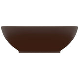 Vidaxl lavabo ovale 40x33 cm en céramique marron foncé