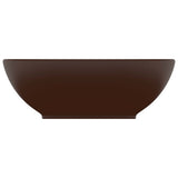 Vidaxl Washbasin Oval 40x33 cm keramikk Matt mørkebrun