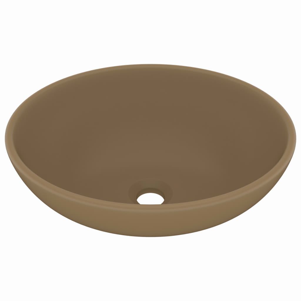 Vidaxl Washbasin Oval 40x33 cm keramisk matcreme