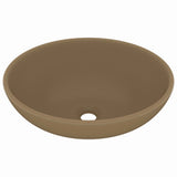 Vidaxl Washbasin Oval 40x33 cm Ceramic Mat Cream