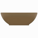 Vidaxl Washbasin Oval 40x33 cm Ceramic Mat Cream