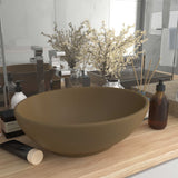 Vidaxl Washbasin Oval 40x33 cm keramisk matcreme