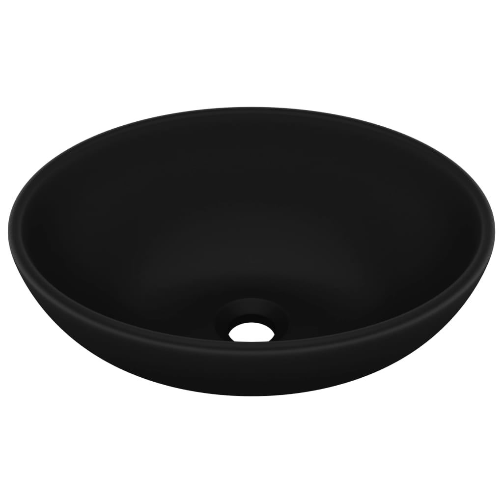 Vidaxl wastbasin oval 40x33 cm Keramik Matte schwaarz