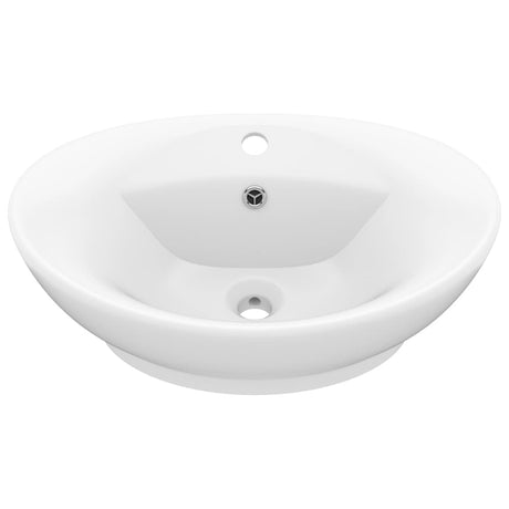 Vidaxl Washingin avec atterrissage ovale 58,5x39 cm Mat en céramique blanc