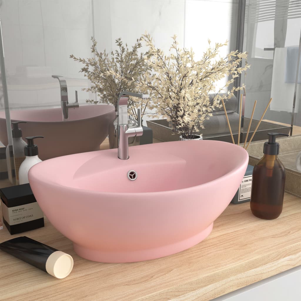 Vidaxl Washbasin med landing Oval 58,5x39 cm keramisk satse