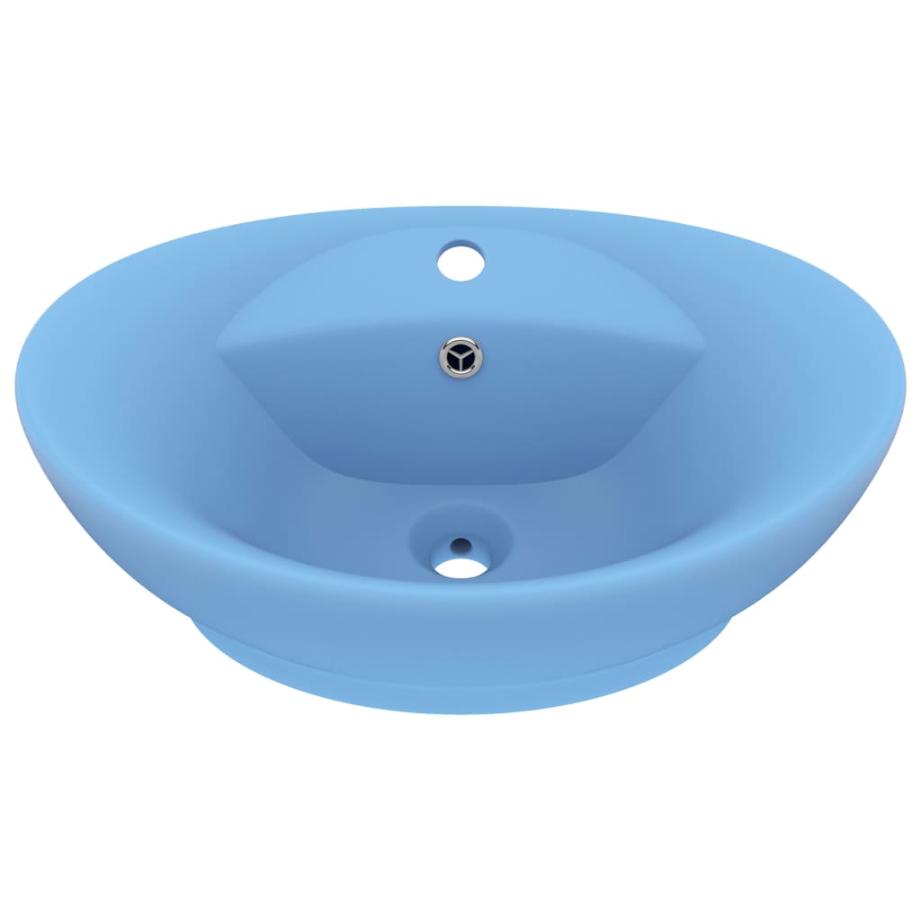 Vidaxl Washbasin con oval di atterraggio 58.5x39 cm in ceramica azzurra