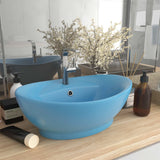 Vidaxl Washbasin con oval di atterraggio 58.5x39 cm in ceramica azzurra