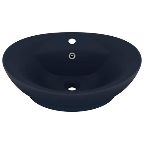 Vidaxl Washingin avec atterrissage ovale 58,5x39 cm Céramique Matt Bleu foncé