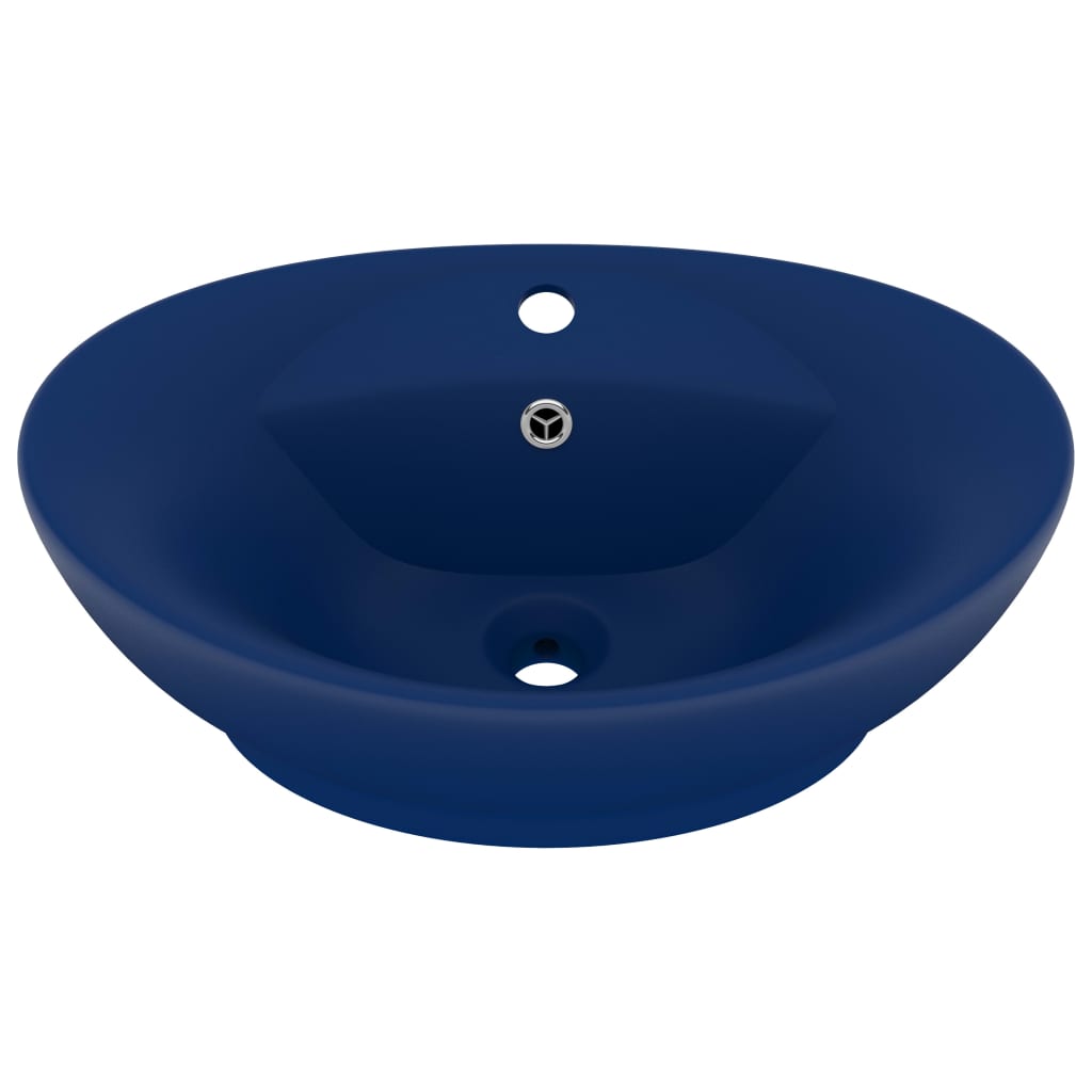 Vidaxl Washbasin con atterraggio ovale 58.5x39 cm ceramico Matt scuro blu scuro