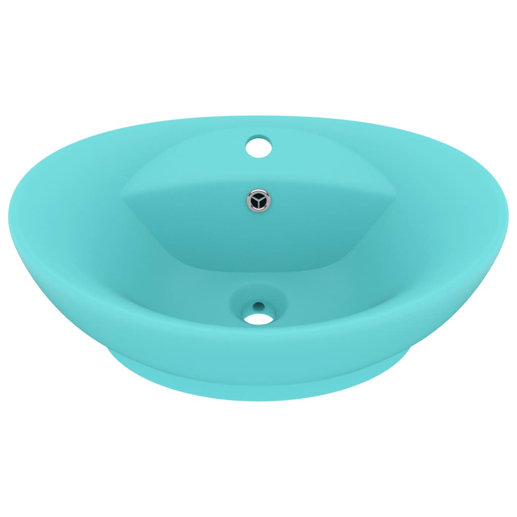 Vidaxl Washingin avec atterrissage ovale 58,5x39 cm Céramique Matt vert clair