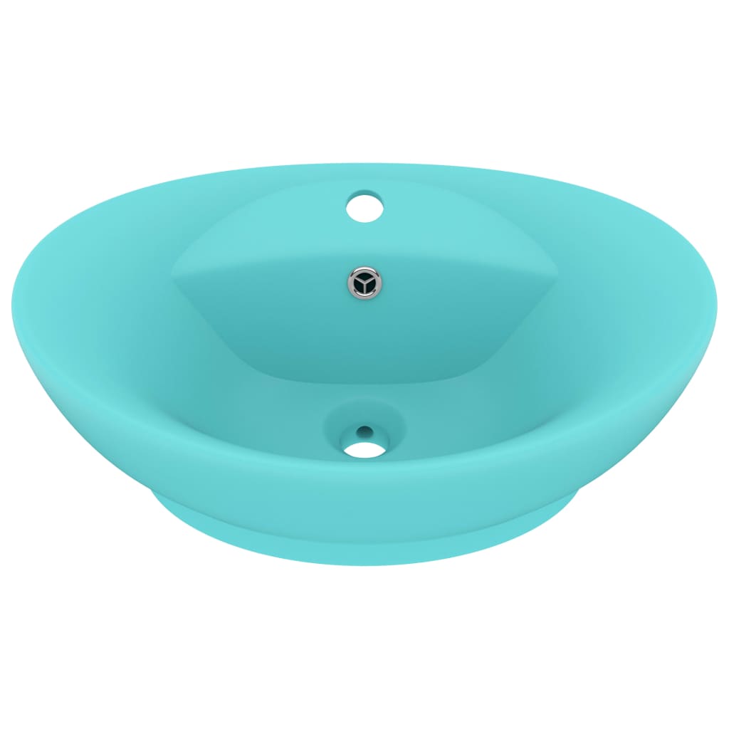 Vidaxl Washbasin med landing oval 58,5x39 cm keramisk matt lysegrøn