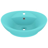 Vidaxl Washbasin z lądującym owalnym 58,5x39 cm ceramiczny Matt Light Green