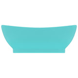 VidaXL Washbasin with landing oval 58.5x39 cm ceramic matt light green