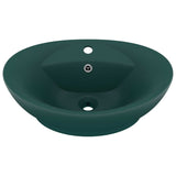 Vidaxl Washbasin med landing Oval 58,5x39 cm keramisk matt mørkegrønn