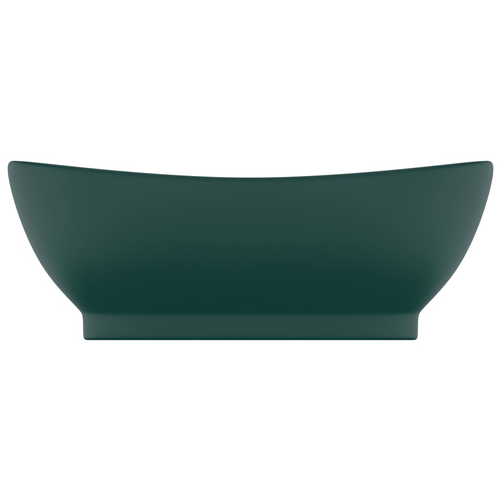 Vidaxl Washbasin con atterraggio ovale 58.5x39 cm ceramico Matt scuro verde