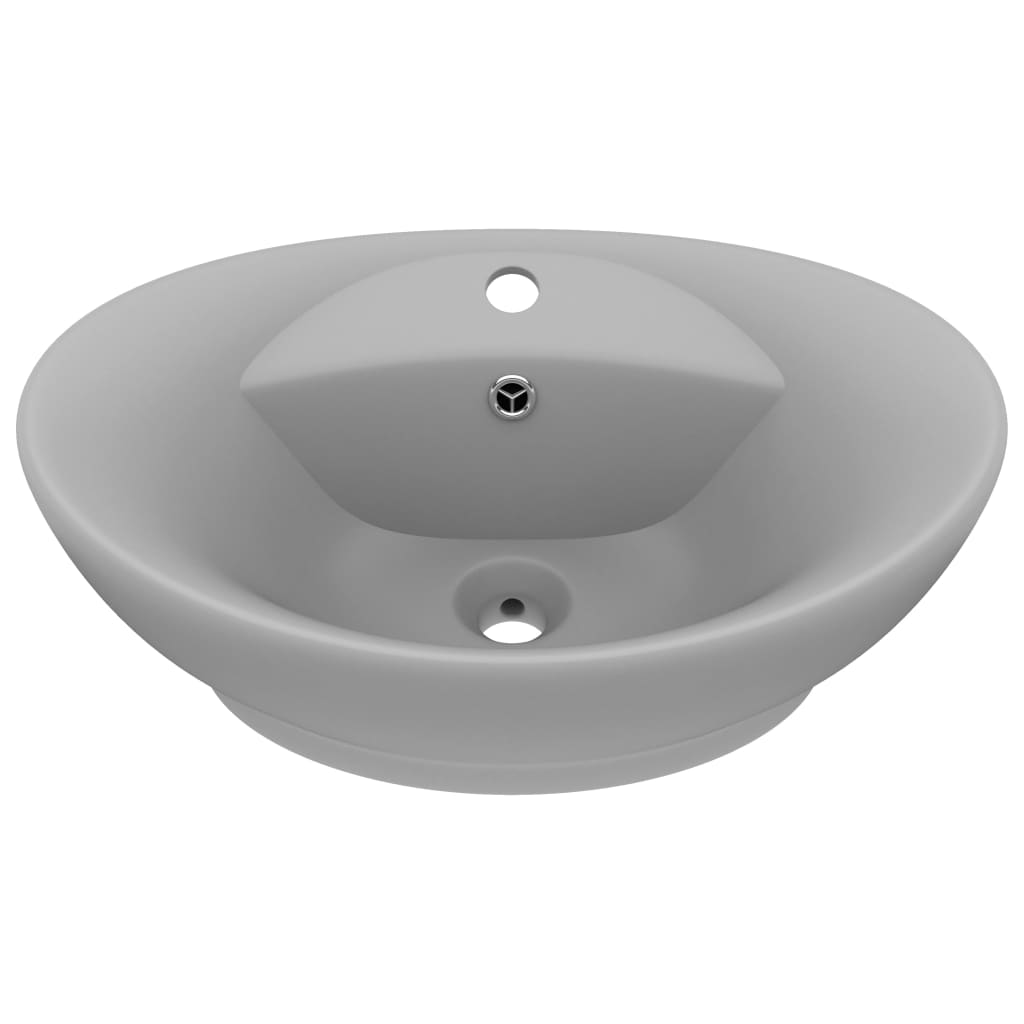 Vidaxl Washbasin z lądującym owalnym 58,5x39 cm ceramiczny matowy jasnoszary