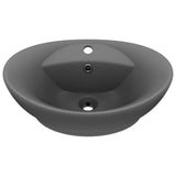 Vidaxl Washbasin con atterraggio ovale 58.5x39 cm ceramico Matt scuro grigio