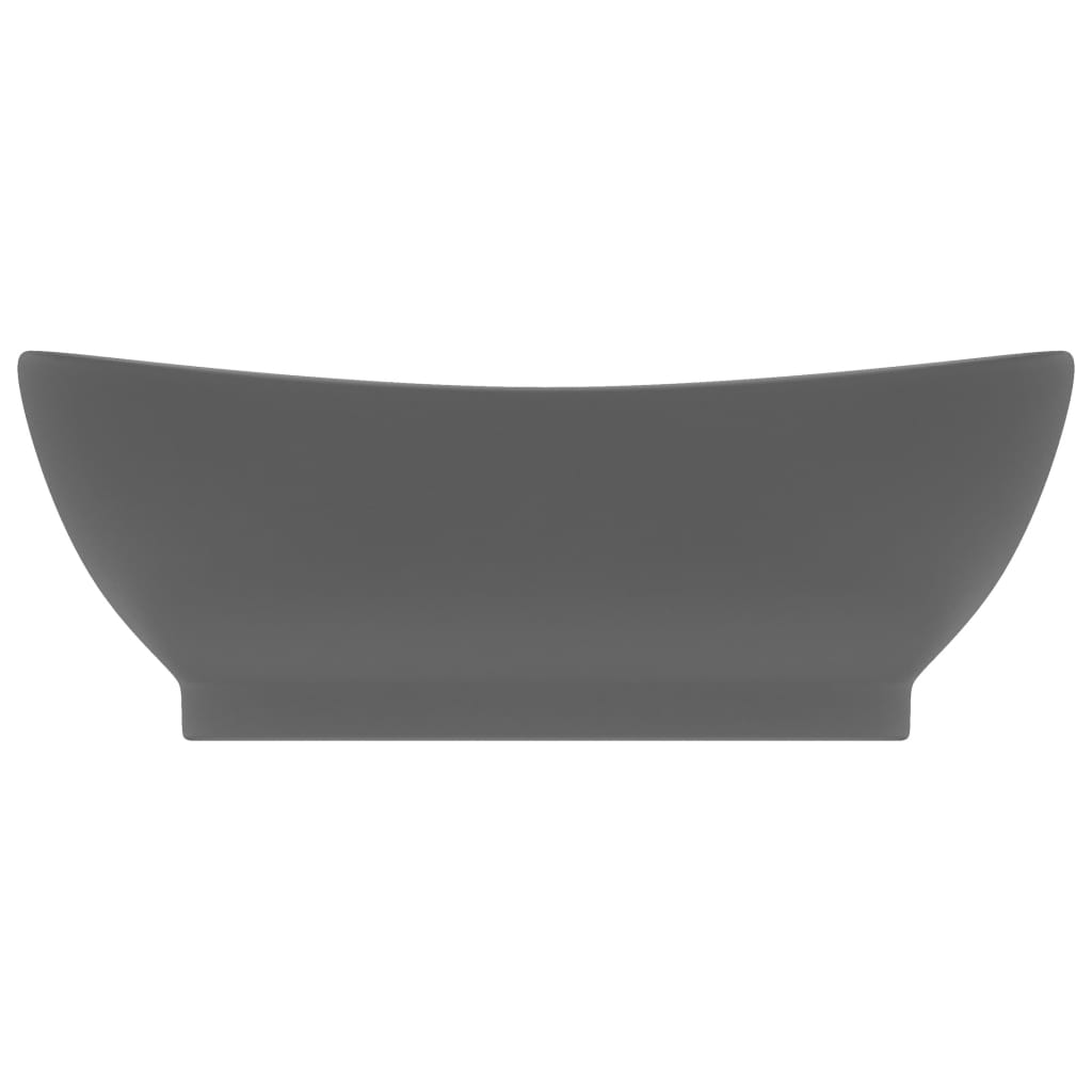 Vidaxl Washbasin med landing oval 58,5x39 cm keramisk matt mørkegrå